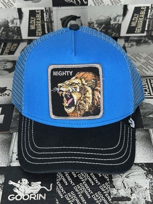 Goorin Bros The Mighty Lion Trucker Hat Blue Adjustable Mesh Back Lion Men