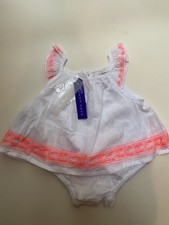 Zara Baby Dress Newborn 0-6months White & Neon Trim New With Tags