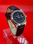 Vintage Seiko 5 Automatic Blue Dial Leather Strap Men's Wrist Watch Japan Made