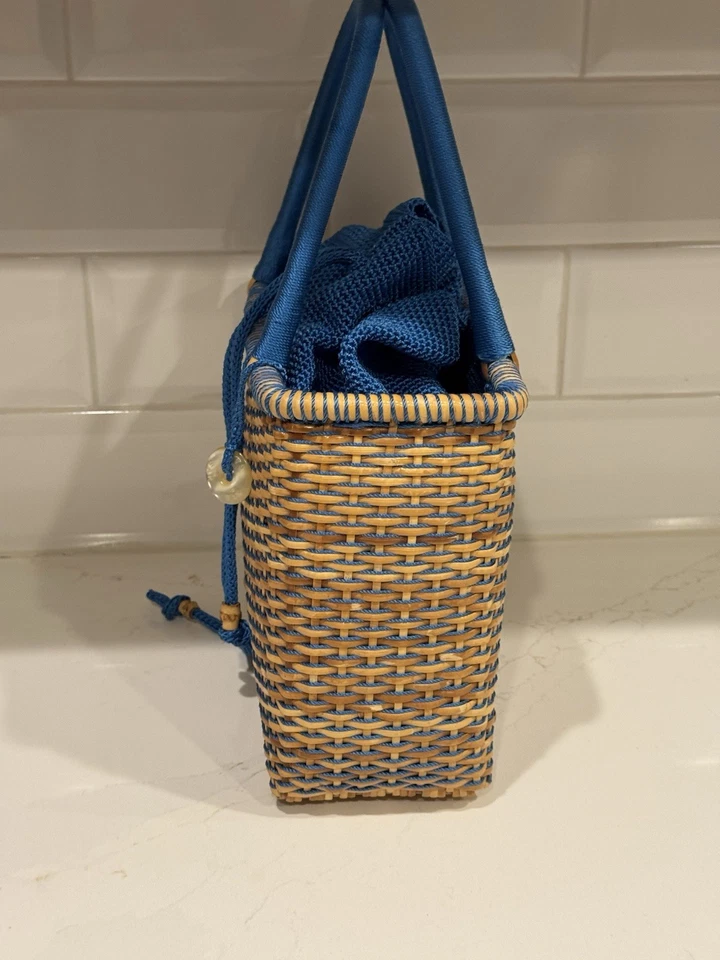 The Sak Elliott Lucca 柳条篮子 抽绳 手提包 托特包 钱包 9x7x3 蓝色 — 第 4/4 张图片