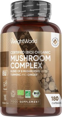 WeightWorld Organic Mushroom Complex Vegan 180Caps Lions Mane Mushroom Cordyceps