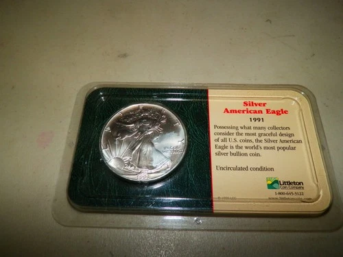 1991 American Silver Eagle Gem Uncirculated in Littleton Case