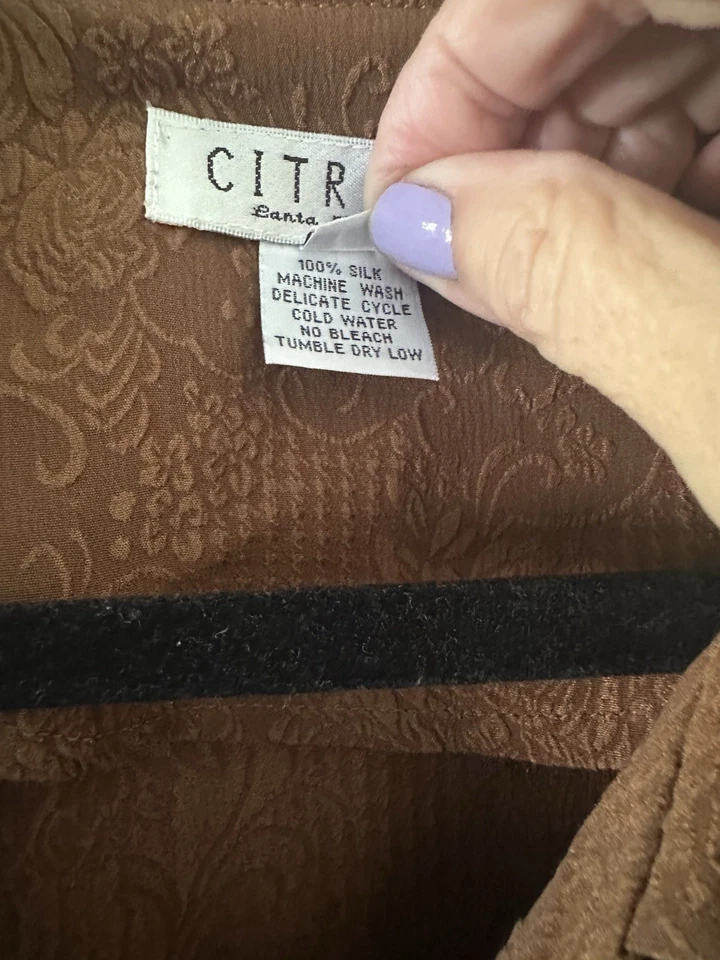 Blusa Chaqueta Citron Santa Monica Estampado Japonés Floral Artístico Seda Talla L Foto 4 de 4