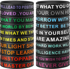 20 Pcs Motivational Quote Rubber Wristbands   Inspirational Bracelets for Studen