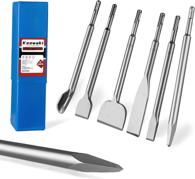 7PCS SDS plus Chisel Set with Case, 10-Inch Rotary Hammer Chisels for Concrete,