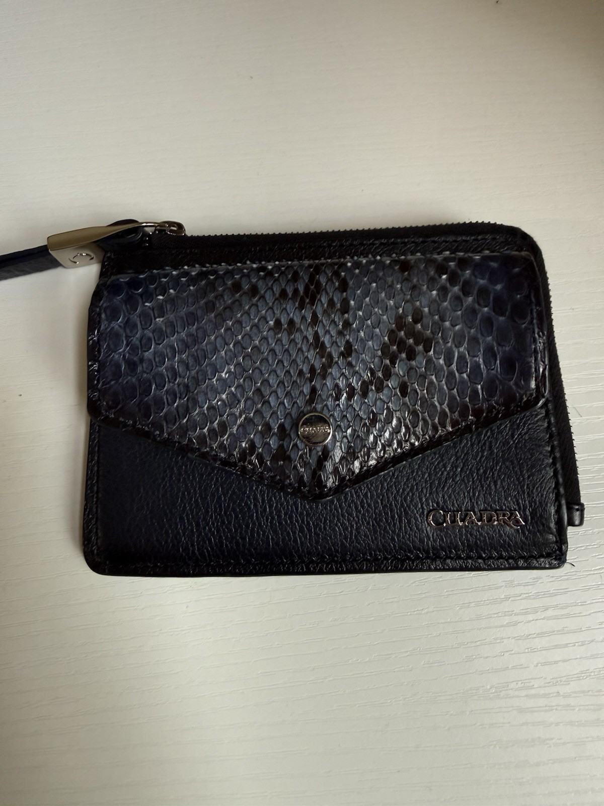 Cuadra Black Snake Print Zip Wallet for Women, Credit Card Slots, Logo
