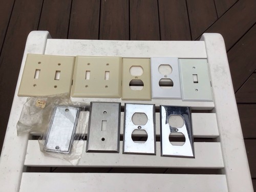 Vintage LOT 9 Altchrom Bakelit Steckdose & Schalterplatte Abdeckung Art Deco MCM - Bild 4 von 20