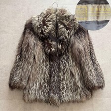 SAGA ROYAL Fox Fur Coat Brown Size M Women's Luxury Genuine Auth