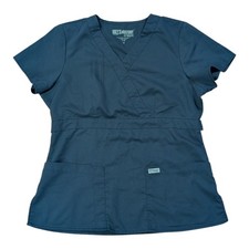 Greys Anatomy Scrub Top Short Sleeve Gray V Neck Womens Sz M Nurse