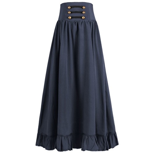 Pleated Ankle Length Skirt for Women Vintage Style with Ruffles Detail - Picture 6 of 47