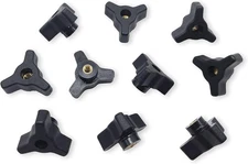 Taytools 770405 Lot 10 Each 1/4-20 Female Thread Tri-Star Knobs 1-1/2 Black 