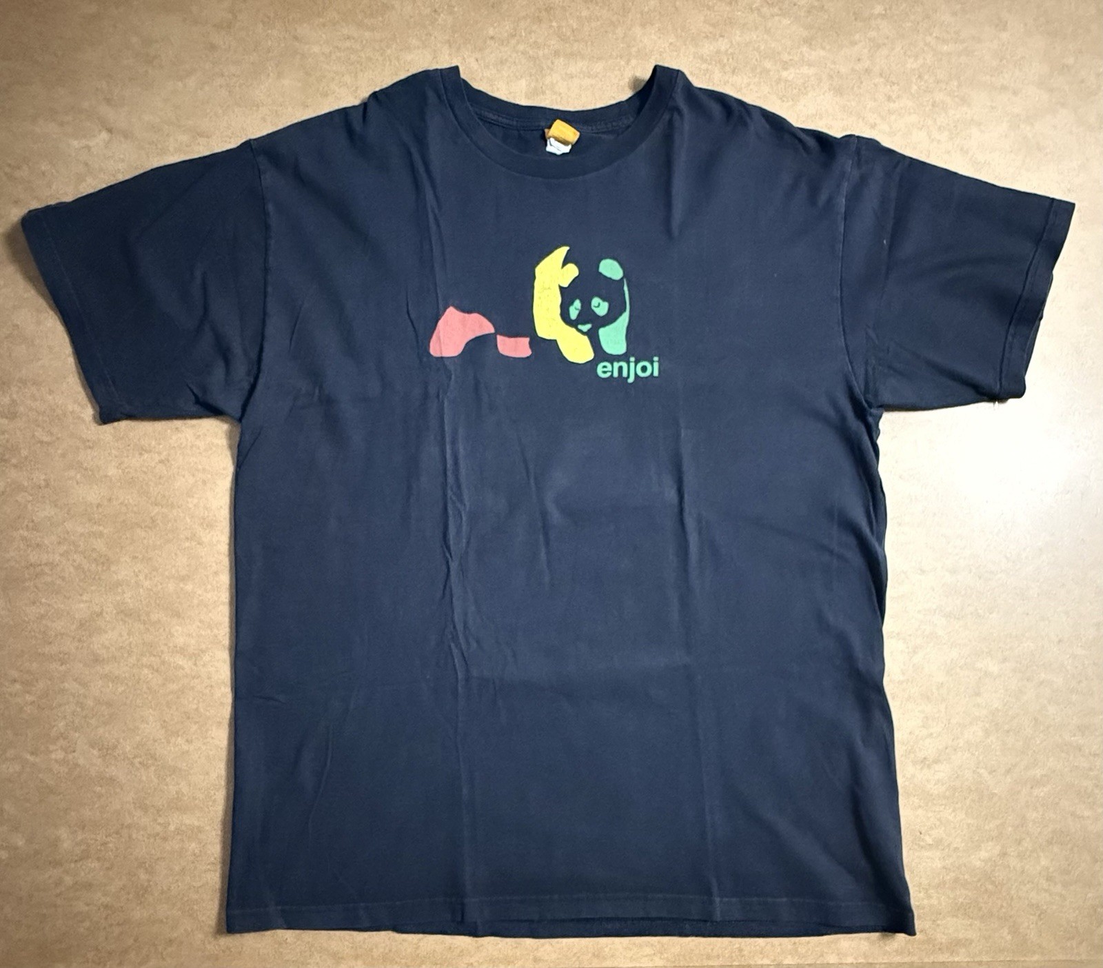 Vintage Enjoi Panda T Shirt XL Black Skateboard Rasta Colors