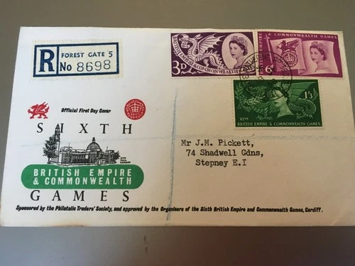 GB STAMPS RARE FIRST DAY COVER 1958 COMMONWEALTH GAMES FOREST GATE