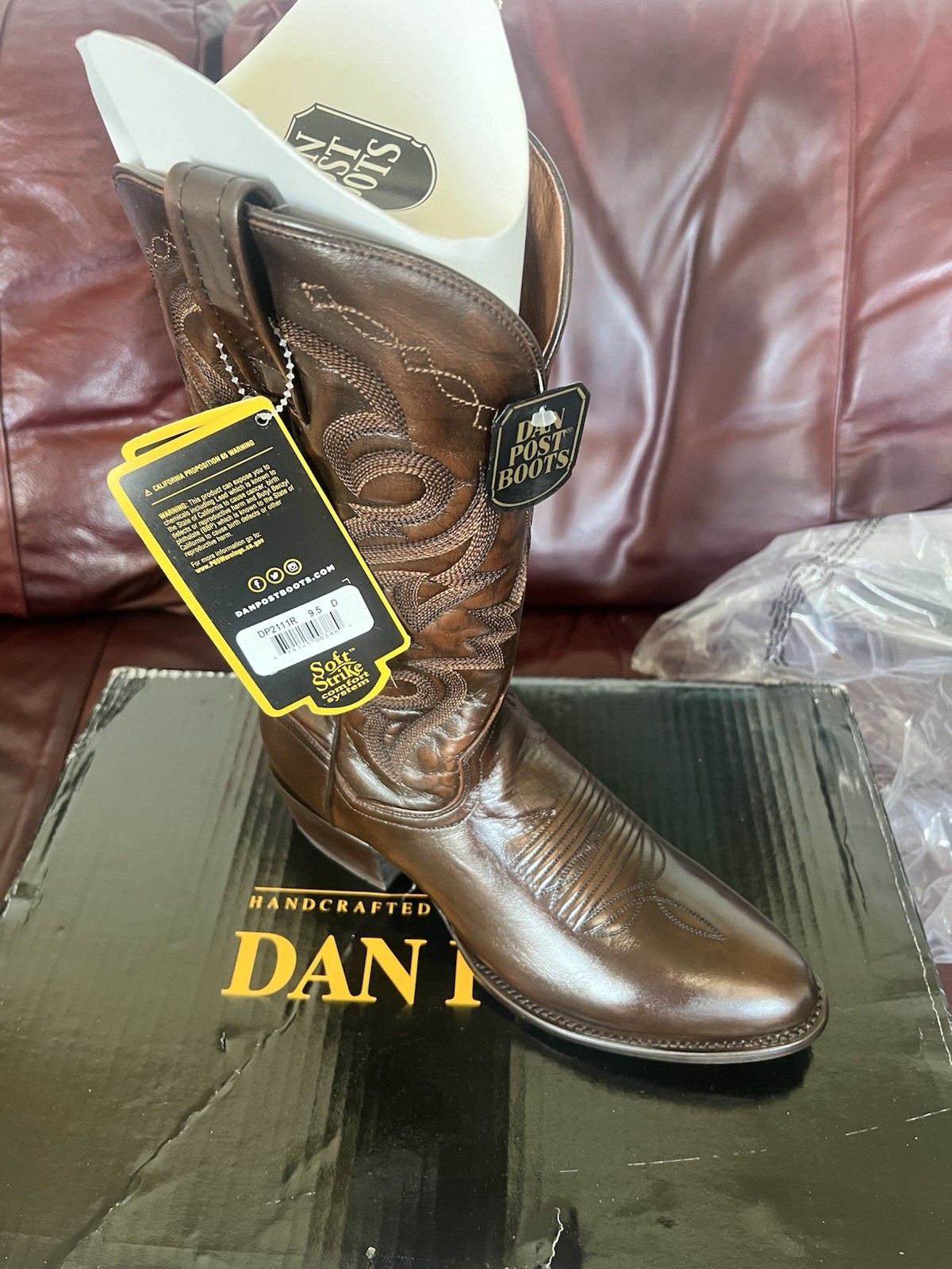 Dan Post Men'S D New Chocolate Brown Western Boots Size 9.5D Dpp0348 Soft Strike