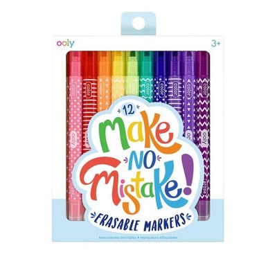Erasable Marker Pens Double Ooly Make No Mistake Set of 12 Assorted Colours
