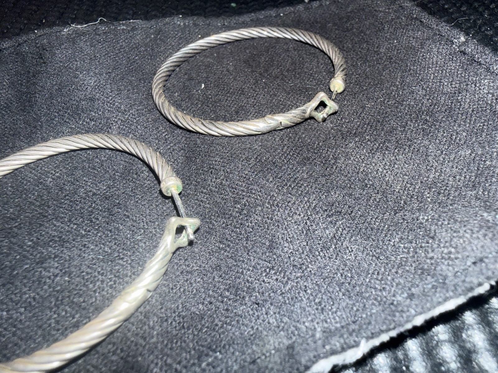 David Yurman 925 Sterling Silver Large Cable Hoop Earrings 2-2.5” Latch Back