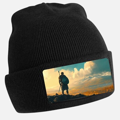 Unisex Cotton Barbarian Warrior Black Beanie Hat