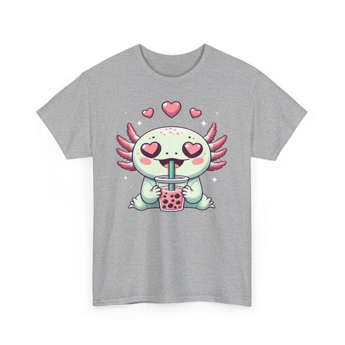 Bubble Boba Tea Kawaii Axolotl T-shirt - Novelty Anime Cute Graphic Tee - Picture 41 of 70
