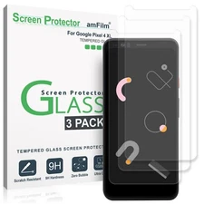 Google Pixel 4 XL Screen Protector (3 Pack), amFilm Premium Real Tempered Glass