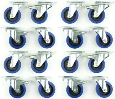 4 Set 100 mm SL 180kg p.R. Lenkrollen m/o Feststeller Blue Wheel Transportrollen