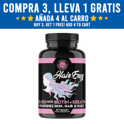 Biotina y Keratina Hair Envy Fortalece y Ayuda el Crecimiento del Pelo Natural