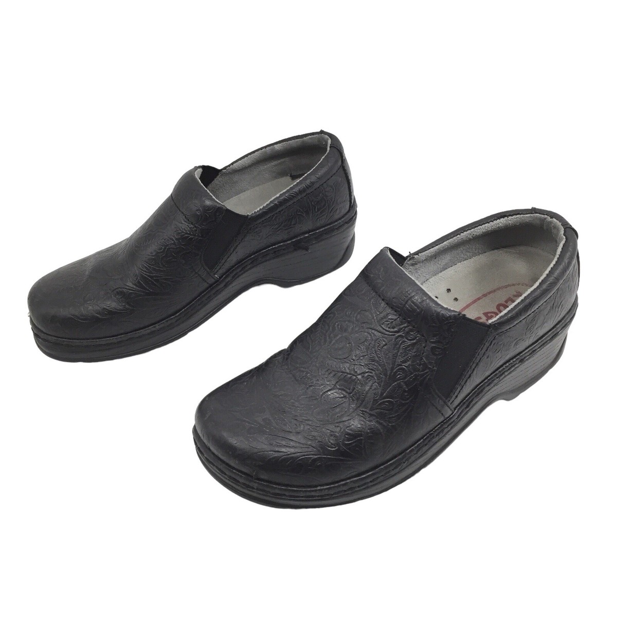 Klogs Naples Tooled Shoes Black Womens Sz M Paisley Print Nursing  Comfort