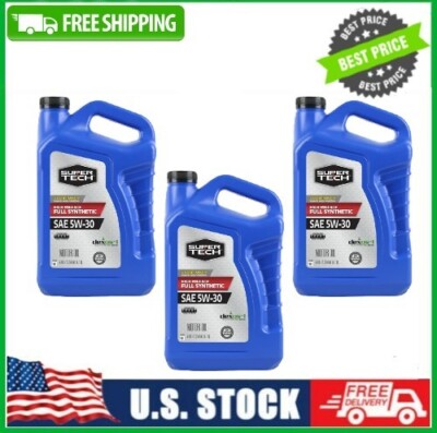 (3 Pack) Super Tech High Mileage SAE 5W-30 Full Synthetic Motor Oil 5 Quarts