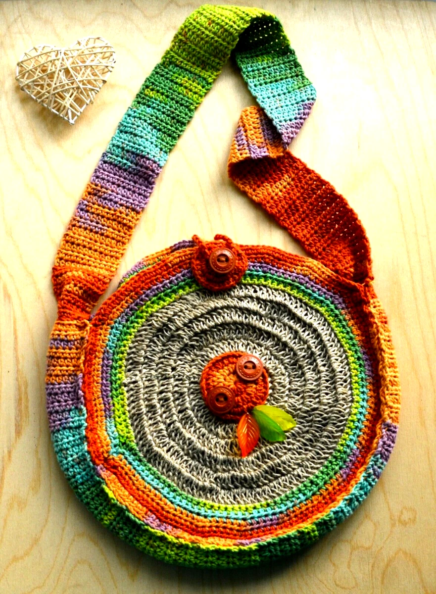 Ukrainian crossbody bag Eco friendly bag Crochet tote round bag