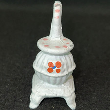 Vintage 2.5 Miniature Hand painted Cast Iron Pot Belly Stove Dollhouse