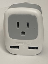 International Travel Power Adapter Type E/F with 2 USB for US to Europe