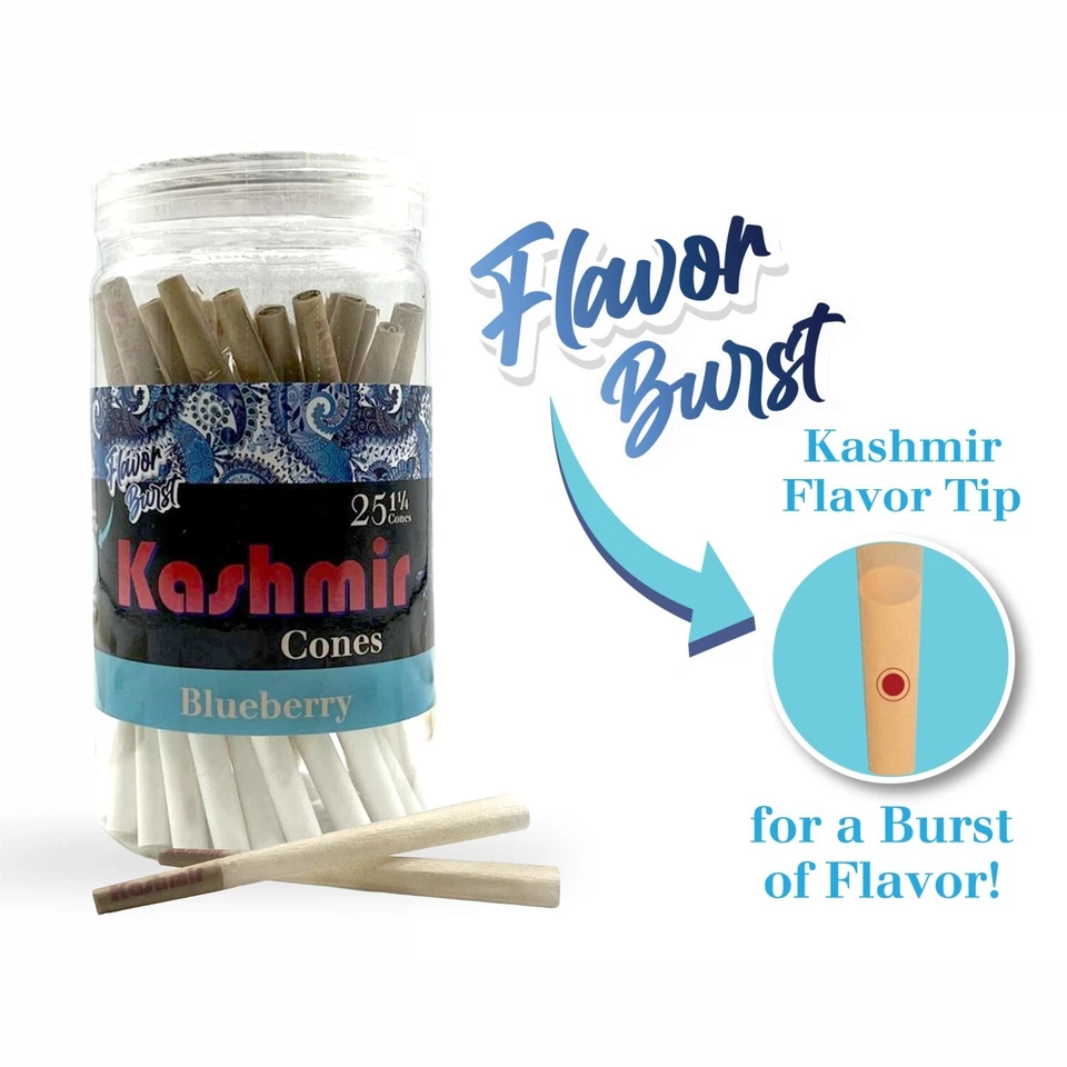 Conos preenrollados de Cachemira con sabor a arándano 1 1/4 papeles de liar conos tarro de 25 quilates Foto 3 de 4