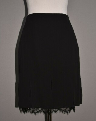 ESCADA $495 Silk Slit Mini Skirt w/ Black Lace lining DE 34 / US 4