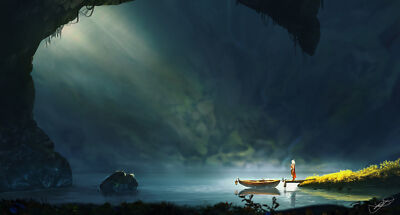 Landscape max suleimanov art boat dock Custom Gaming Mat Desk