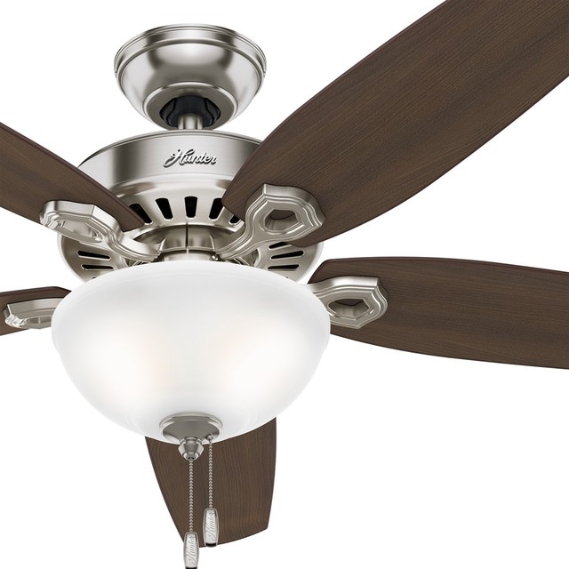 Hunter 56 In Brushed Nickel Ceiling Fan With Cased White Bowl