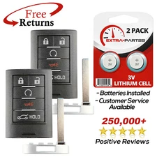 2 Remote Keyless Entry Fob Replacement Uncut Key For Cadillac 5b (NBG009768T)