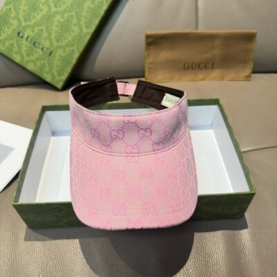 GUCCI Sun Visor Hat GG Sherry Line Canvas Pink Size M Free Shipping