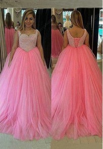 plus size pink ball gown
