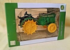 JOHN DEERE TRACTOR ORNAMENT NEW STEEL WHEEL KURT ADLER CHRISTMAS PLASTIC.