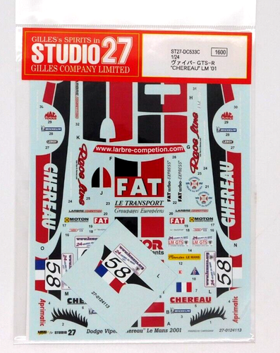 Decal Studio27 Dodge Viper Chereau Le Mans 2001 1:24 DC533C #58 FAT Accor Racing