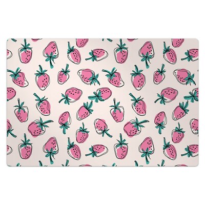 Teppich 60x90 cm Vinylmatte Bodenmatte Dekoration Rosa Erdbeeren doodle
