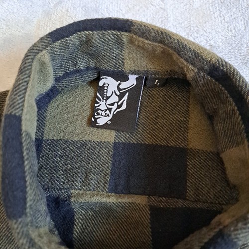 Stone Brewing Flannel Shirt Green Black Jacket Snaps Logo Large - Bild 2 von 9