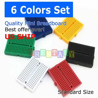 6pcs Universal Assorted Colors 170 Tie-point Program Prototype Solderless PCB Br