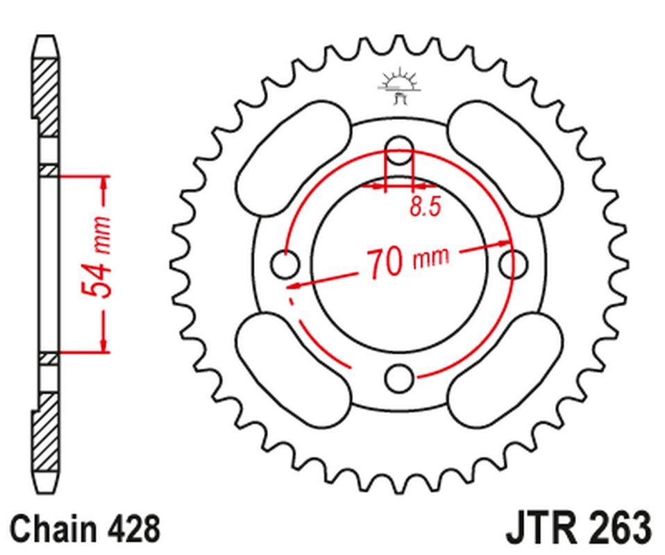 Pignon arrière JT 263 acier 42 dents haute résistance pour Honda CT 100