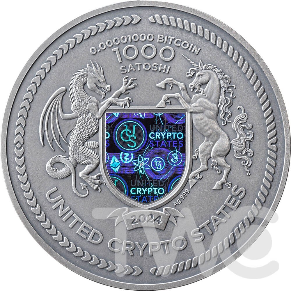 Binary Bull Binary World 2oz Antique finish Silver Coin 0.00001 Bitcoin UCS  2024 | eBay