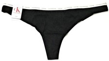 large - NWT Calvin Klein black cotton thong panty logo 15 tag d153