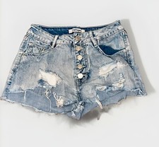 Refuge Super Distressed Light Wash Mid-rise Denim Shorts Sz. 2 EUC