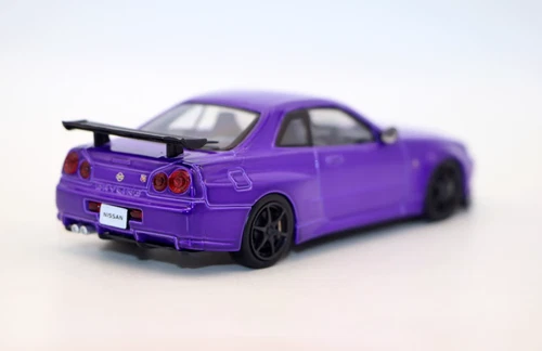 1/43 Alu Diecast Auto Modell Nissan GT-R R34 Sportwagen lila - Bild 6 von 10