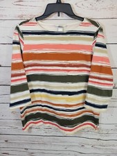 CJ Banks Brown Striped Colorful 3/4 Sleeve Pullover Casual Top Size X (14W)