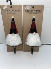 Vatican Homes Christmas Santa Bottle Wine Stopper 7" Tall Set of 2