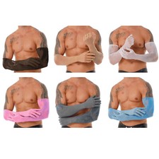 Men's Sheer Full Finger Long Gloves Opera Party Armsleeve Sun Protection Gloves
